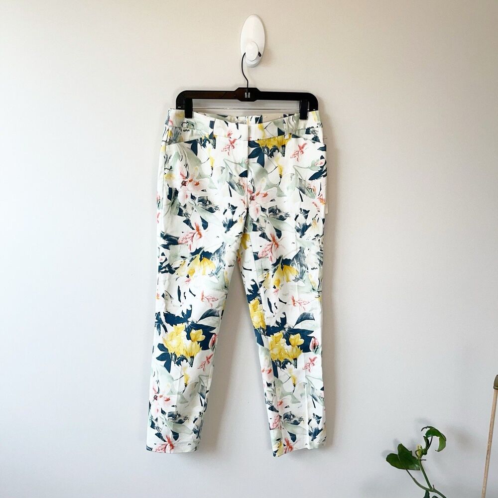 Eliane Rose Modern Fit Floral Print Slacks Cotton Blend Cottagecore Size 6 NWT's